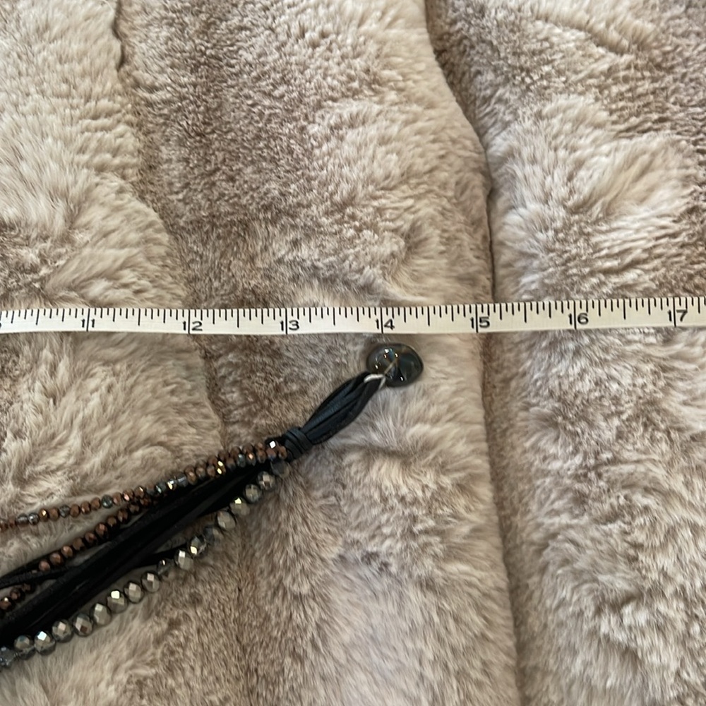 Black Leather Wrap choker Necklace with beading - Picture 5 of 7